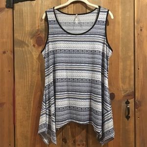 Blue multi-patterned tank top